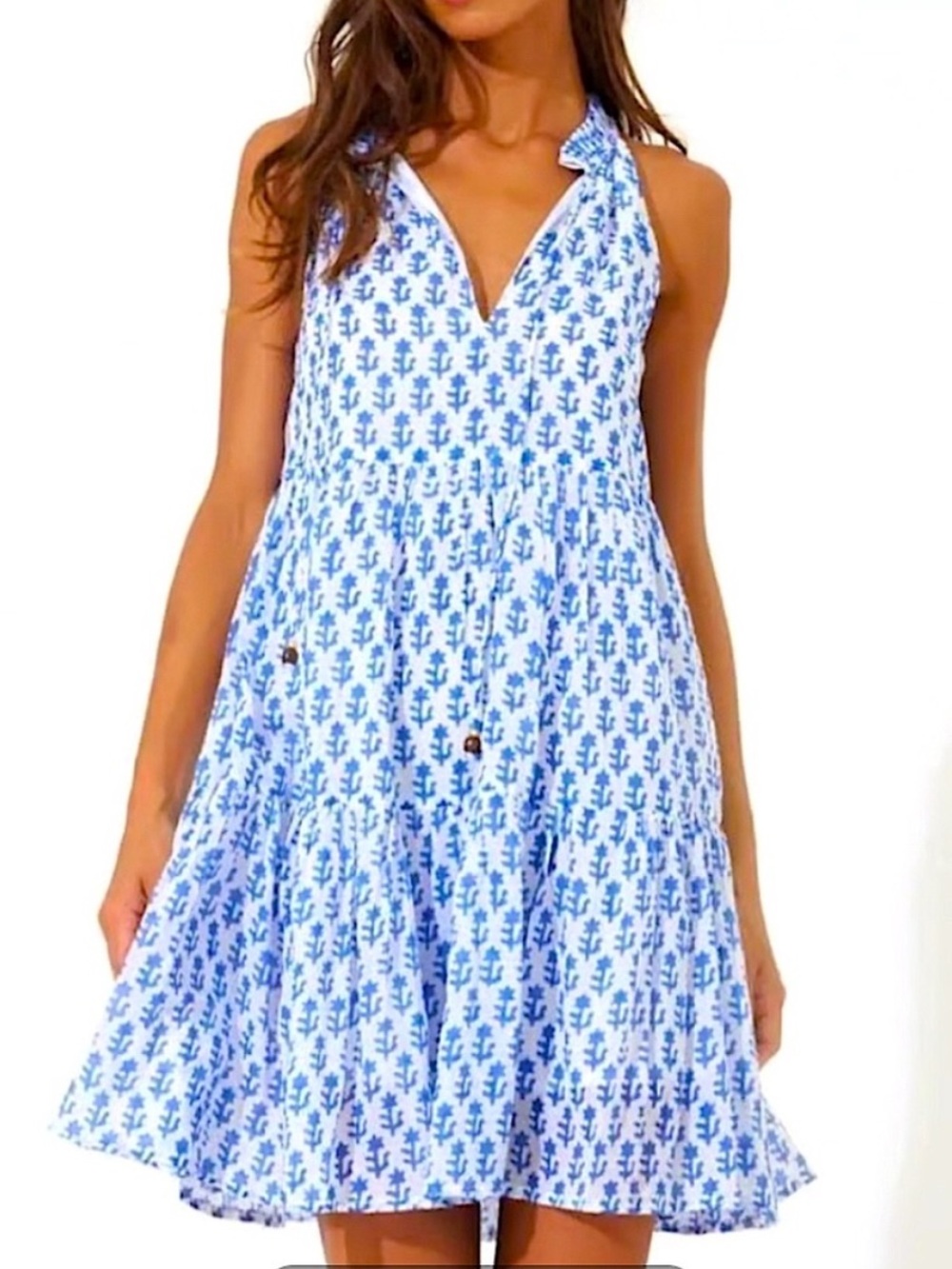 Oliphant Dress Sleeveless Tiered Mini in Flora Blue